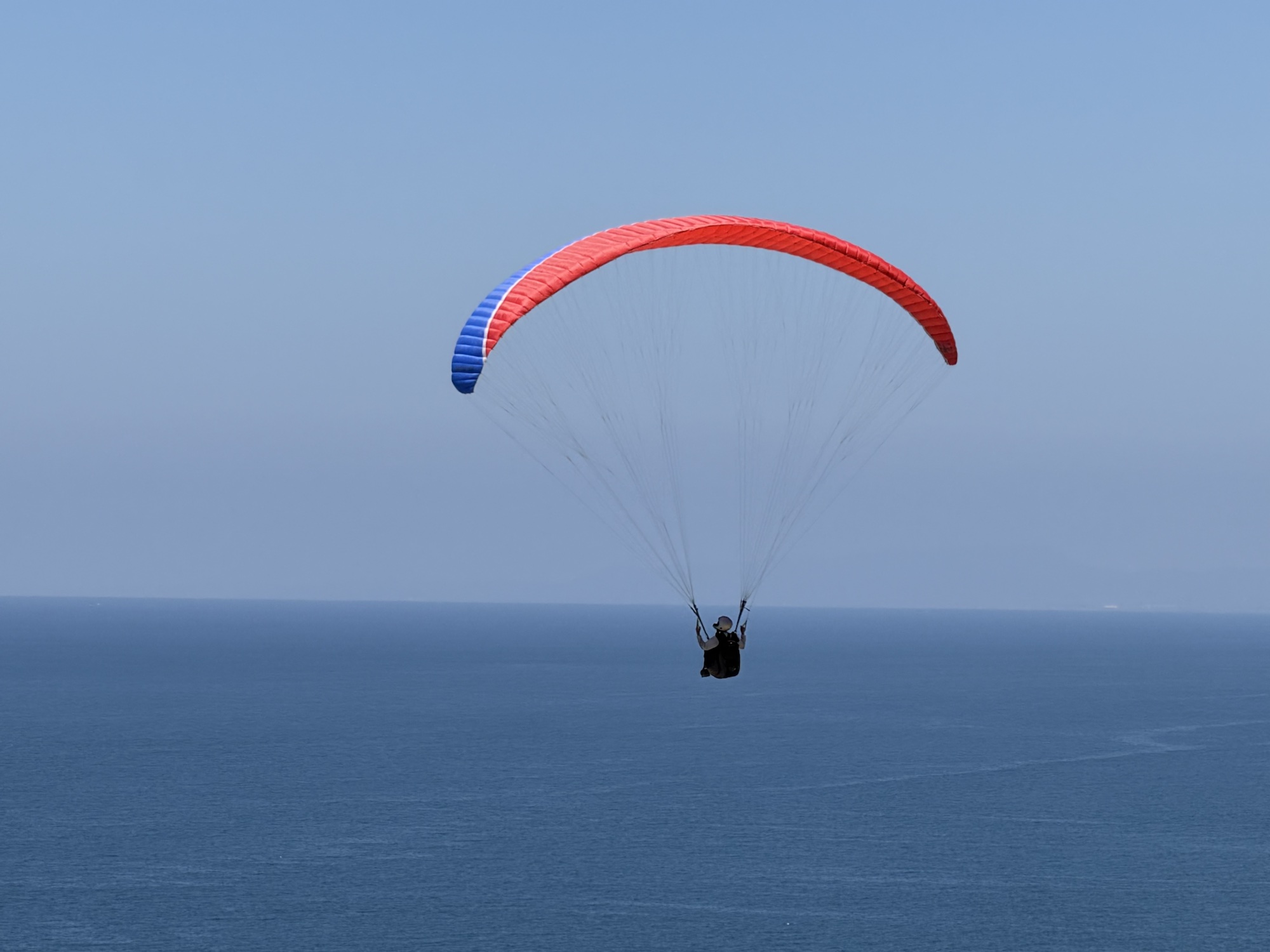Paraglider above the Pacific Ocean in San Diego