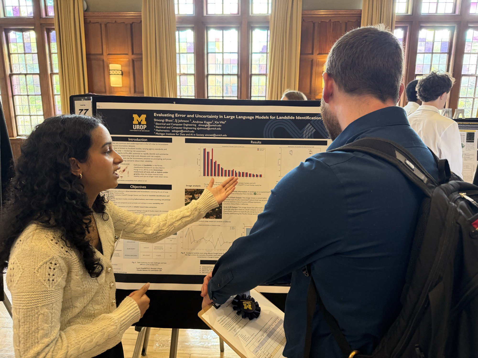 Shivangi Bhatt presenting her poster at the UROP Spring Research Symposium